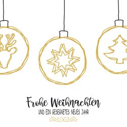 Frohe Weihnachten, weiß, gold, Christbaumkugeln, Tannenbaum ,Stern, Rentier, schlicht, zeitlos, klassisch