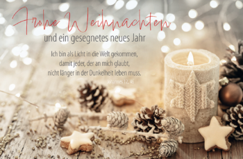 Faltkarte zu Weihnachten beige Kerze 4youmedia Verlag