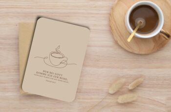 Christliche Postkarte mit Bibelvers I Ruhe bei Gott I Psalm 23,6 I oneline art minimalistisch beige I 4youmedia Verlag I Art.Nr.: 341-117-055