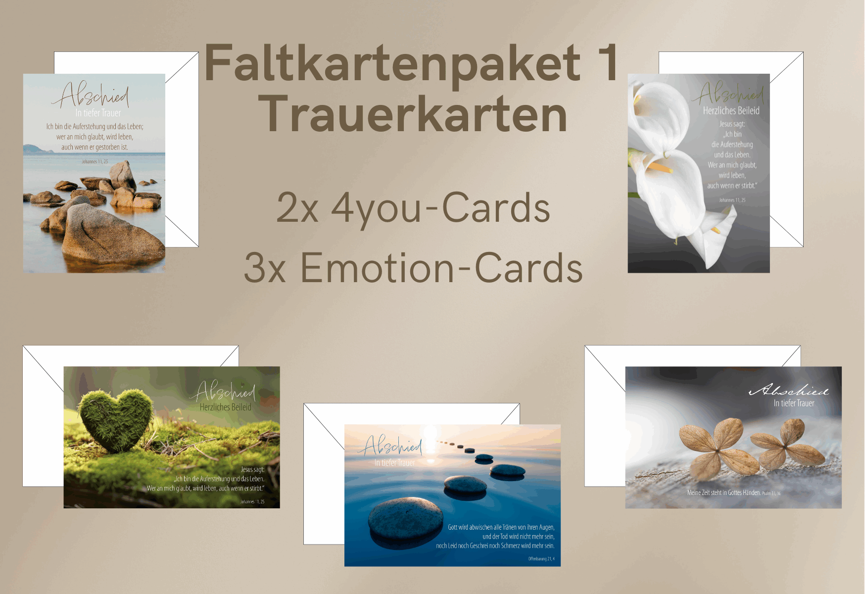 Faltkartepaket mit Bibelvers und Umschlag